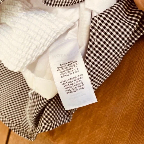 Aritzia Babaton Bandeau Ruffle Top Blouse Peplum Checkered Black White Size S - Picture 8 of 11